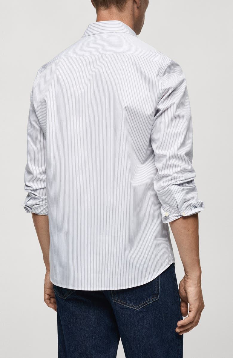 MANGO Slim Fit Stripe Button-Up Shirt, Alternate, color, White