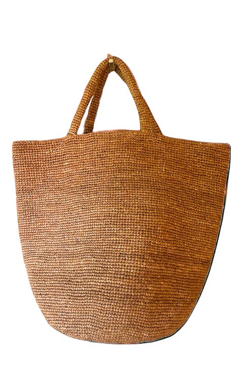 Caramel Raffia Beach Tote Bag