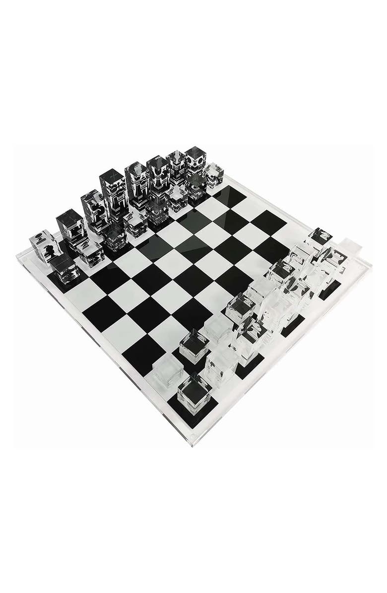 PURSONIC Infinity Lucite 17-Inch Lucite Chess Set, Main, color, White/Black