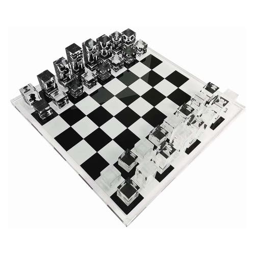 PURSONIC Infinity Lucite 17-Inch Lucite Chess Set in White/black 