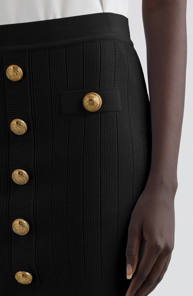 Balmain Button Detail Rib Sweater Skirt, Alternate, color, 