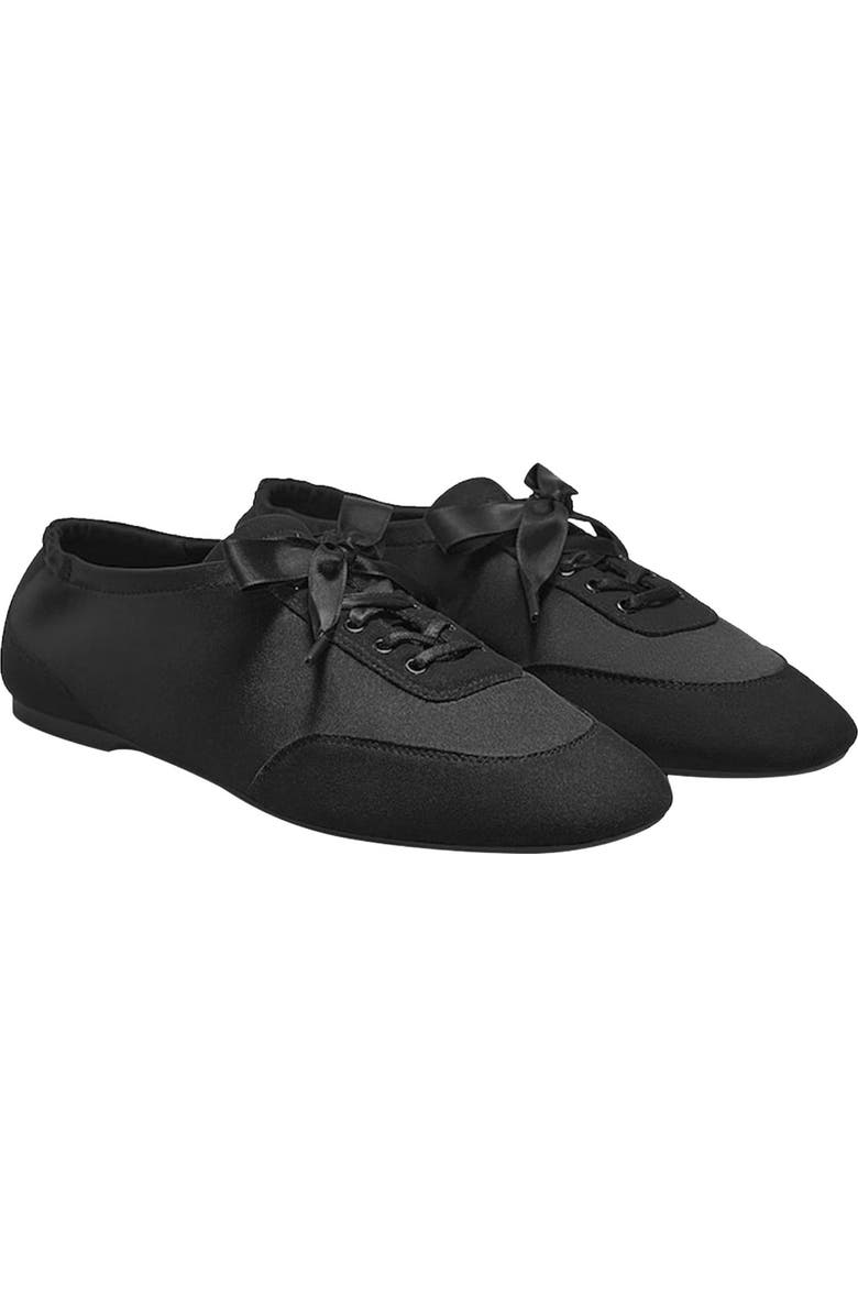 VIVAIA Square-Toe Lace-Up Satin Sneakerina, Main, color, Black