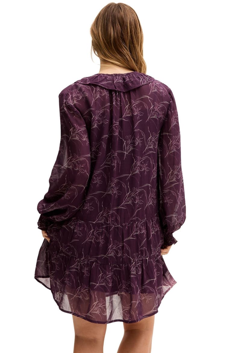 Henrietta Floral Print Button Down Mini Dress, Alternate, color, Purple