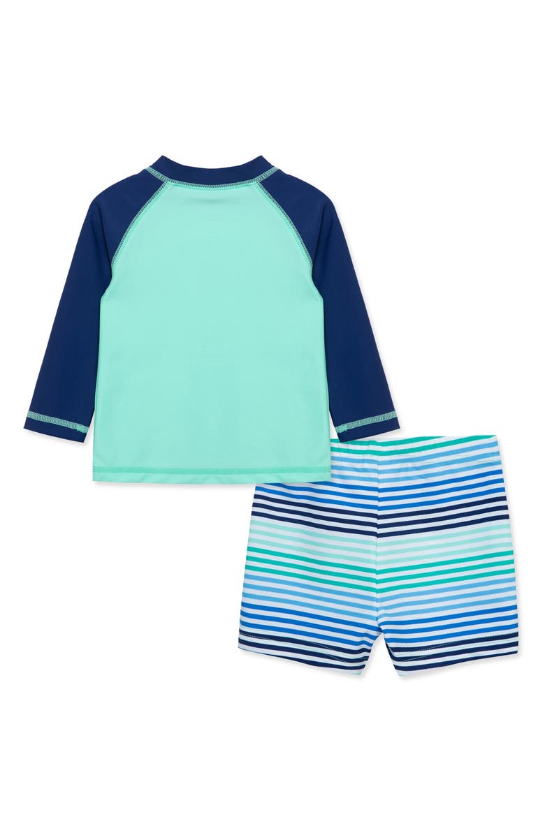 Little Me Anchor UPF 50+ Rashguard & Shorts Set, Alternate, color, Green