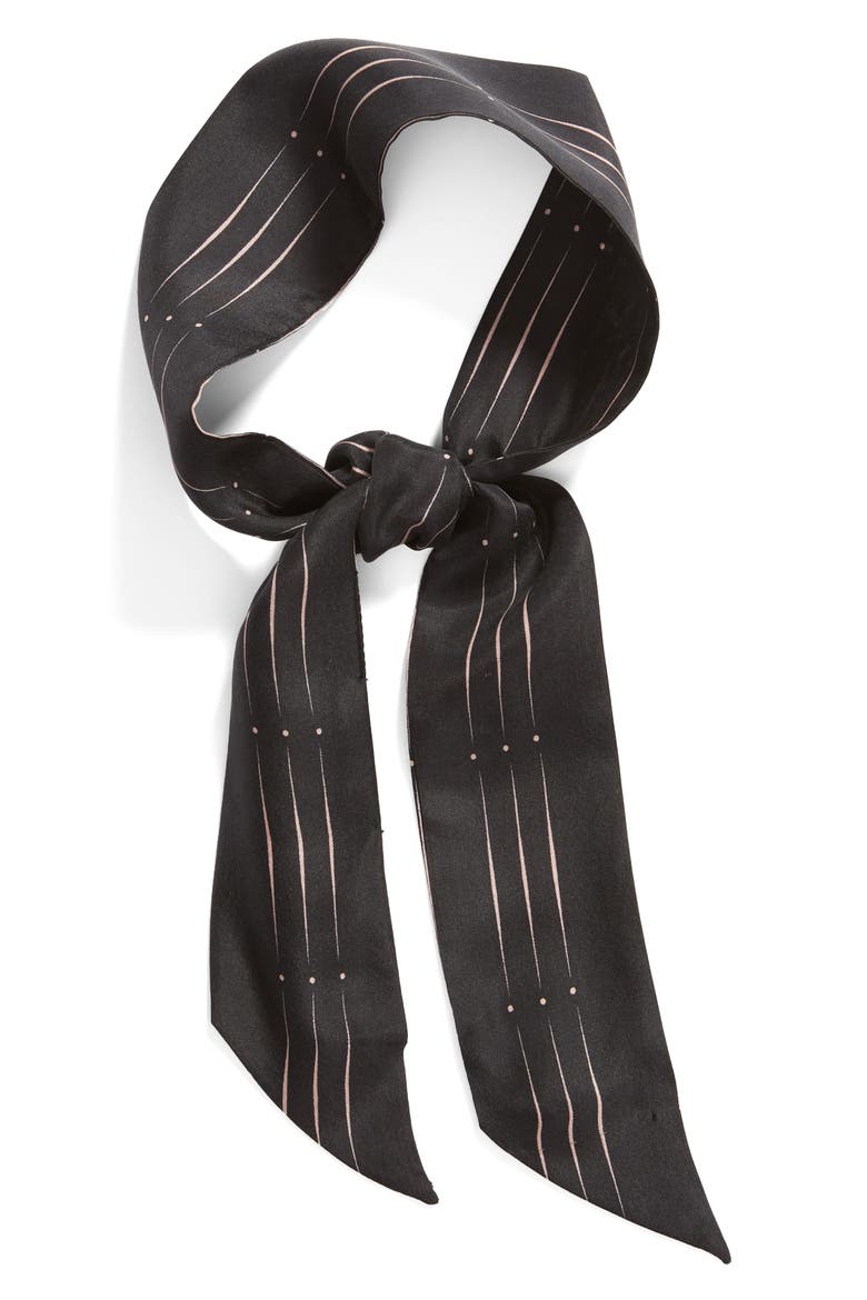 Silk Skinny Scarf (Nordstrom Exclusive), Alternate, color, BLACK GEO STRIPE PRINT