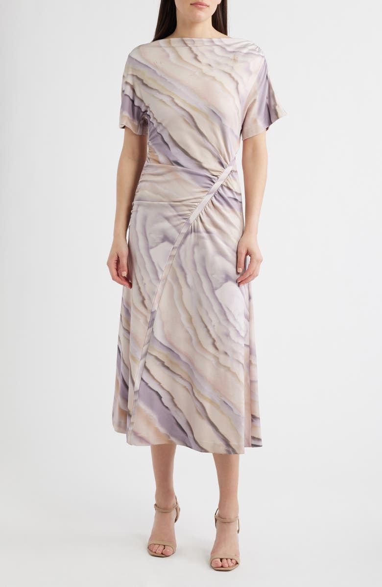BOSS Ecaren Jersey Midi Dress, Main, color, Lavender Tide Print