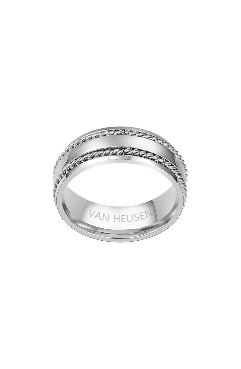 VAN HEUSEN Men's Twisted Band Ring, Alternate, color, Silver