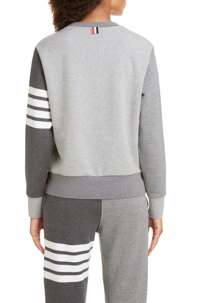 Thom Browne Four-Bar Cotton Sweatshirt, Alternate, color, Tonal Grey