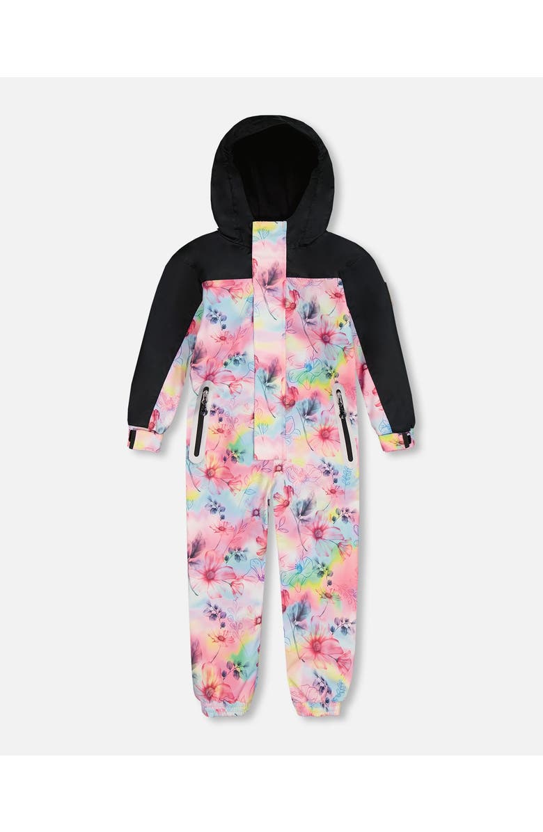 Deux par Deux Little Girl's Printed Mid-Season One-Piece Outerwear Butterflies On Multicolored And Black Background, Main, color,