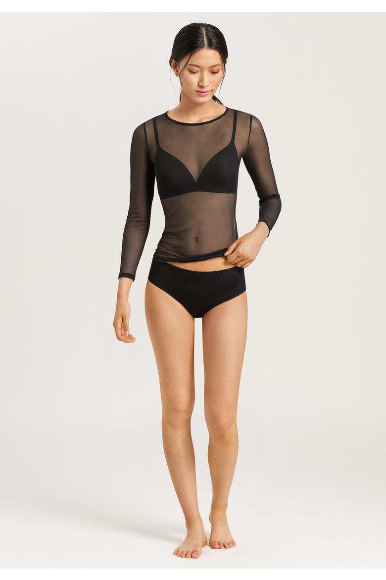 Smooth Illusion Semi-Transparent Tulle Top, Alternate, color, Black