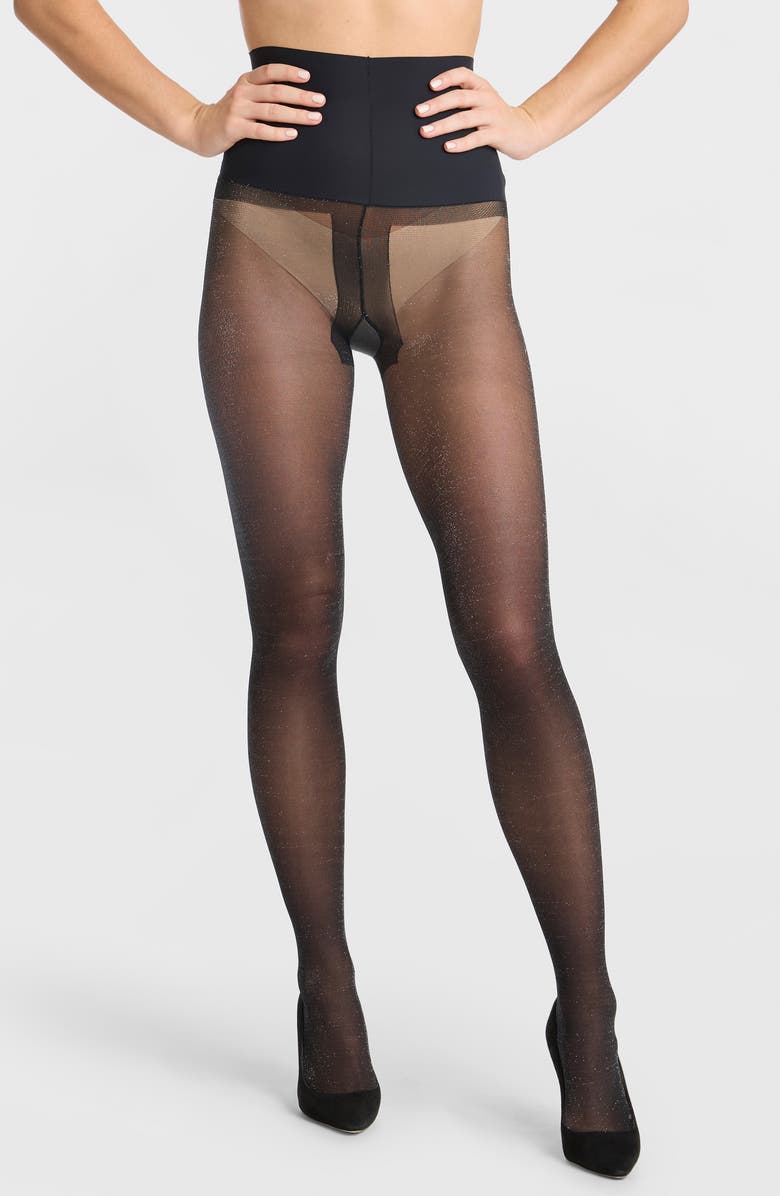 Commando Glitter Sheer Tights, Alternate, color, Black Sparkle