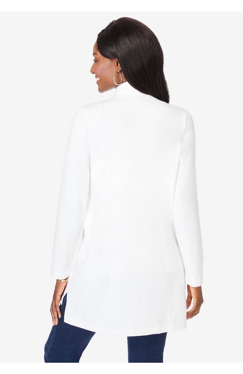 Jessica London Stretch Cotton Zip Front Hi-Low Jacket, Alternate, color, Black Mini Houndstooth