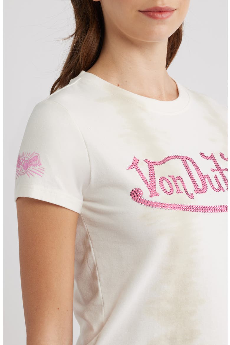 Crystal Logo Short Sleeve Baby Tee, Alternate, color, GARDENIA STROBE DYE