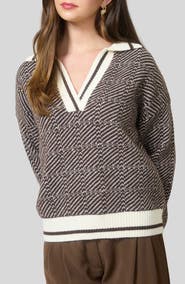 Blu Pepper Split Johnny Collar Sweater