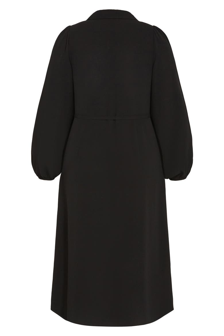 Arizona Long Sleeve Wrap Midi Dress, Alternate, color, BLACK