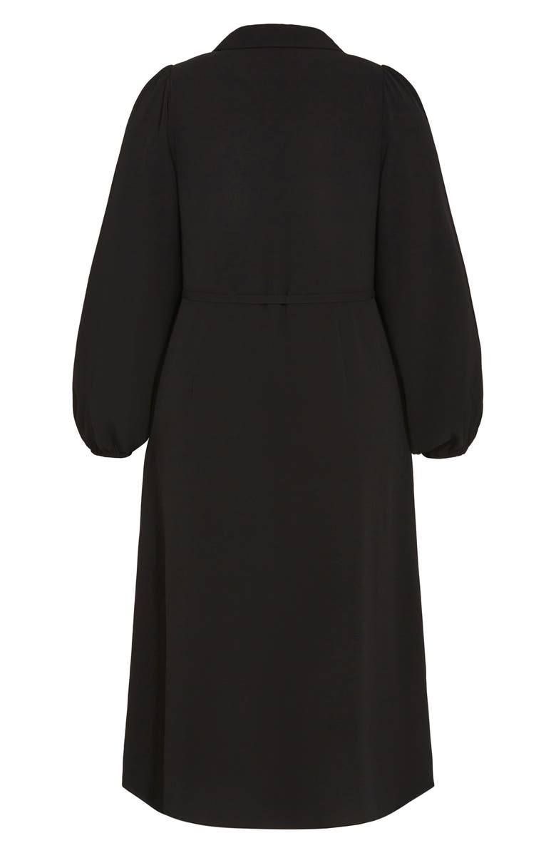 City Chic Arizona Long Sleeve Wrap Midi Dress, Alternate, color, Black