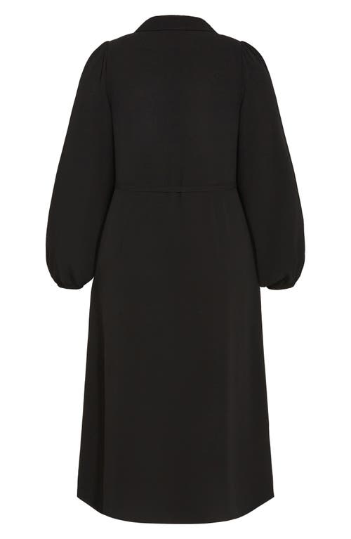 City Chic Arizona Long Sleeve Wrap Midi Dress In Black