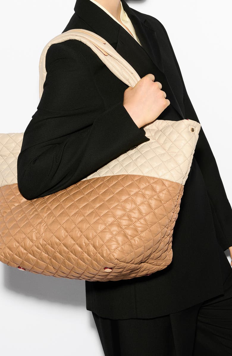 MZ Wallace Medium Metro Deluxe Tote, Alternate, color, Buff/ Caramel Colorblock