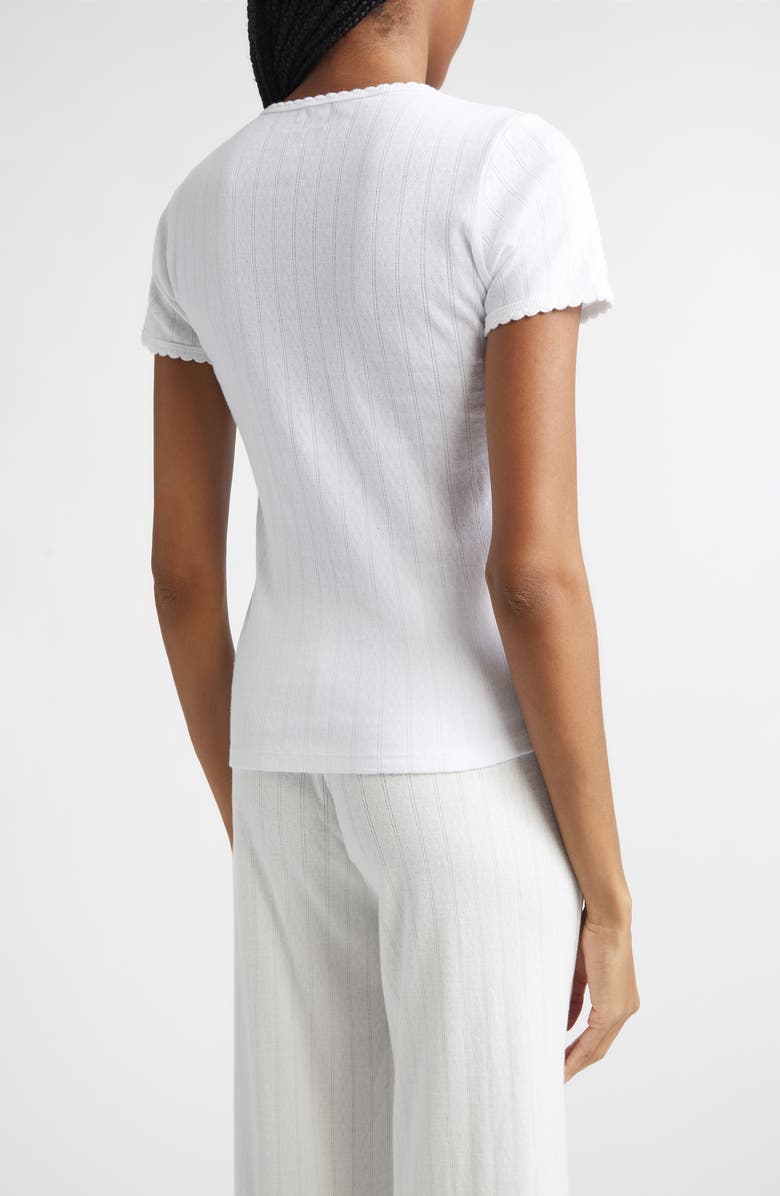 LESET Cotton Pointelle Slim Fit T-Shirt, Alternate, color, White