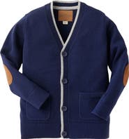 Hope & Henry Baby Boys' Organic Tipped Cardigan with Elbow Patches, Infant