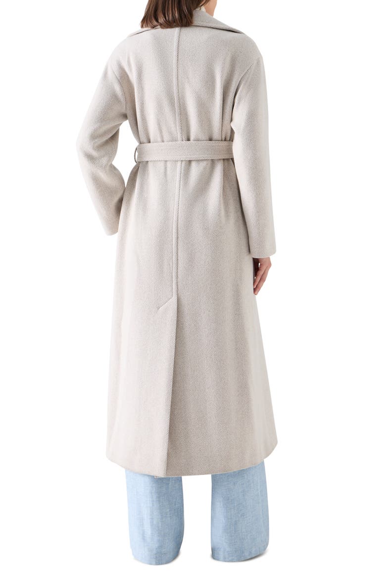 Herringbone Wool Blend Maxi Coat, Alternate, color, OAT-WINTER WHITE