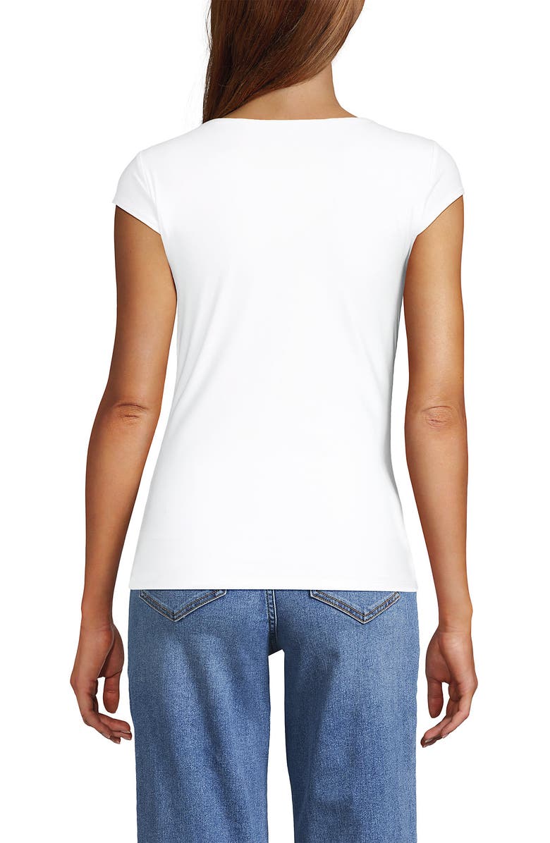 Lands' End Cap Sleeve Tugless Double Layer Sweetheart Knit Top, Alternate, color, 