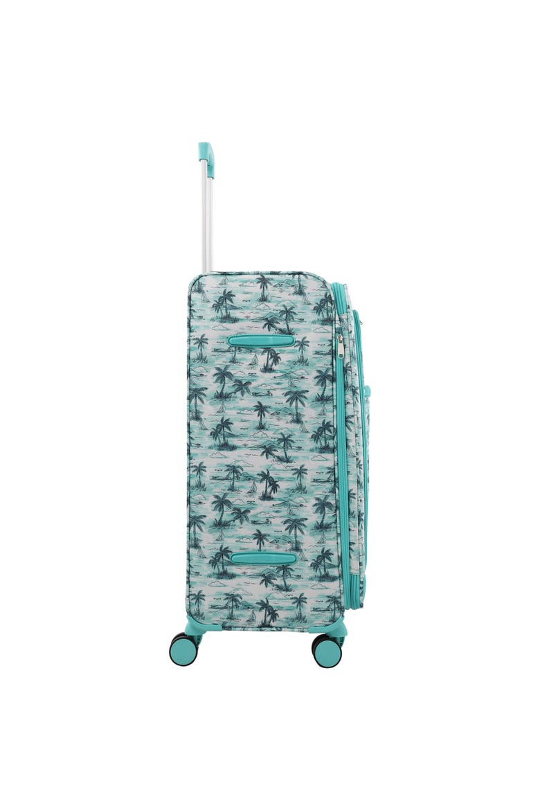 Palm Print 30" Expandable Softside Spinner, Alternate, color, Aqua