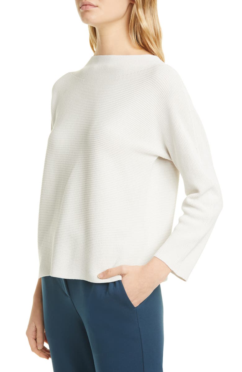 Eileen Fisher Funnel Neck Silk & Organic Cotton Sweater, Alternate, color, 
