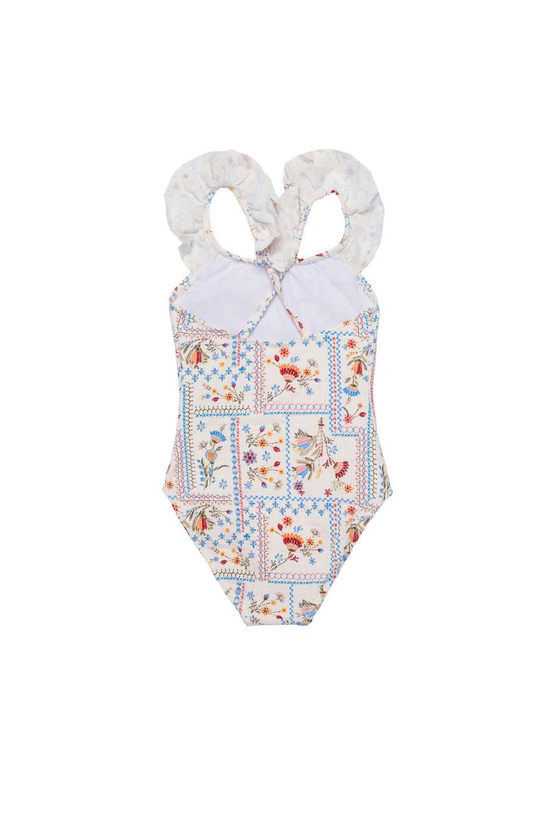 Floral Soul Textured Square Neck Ruffle One Piece, Alternate, color, Multi-Soul
