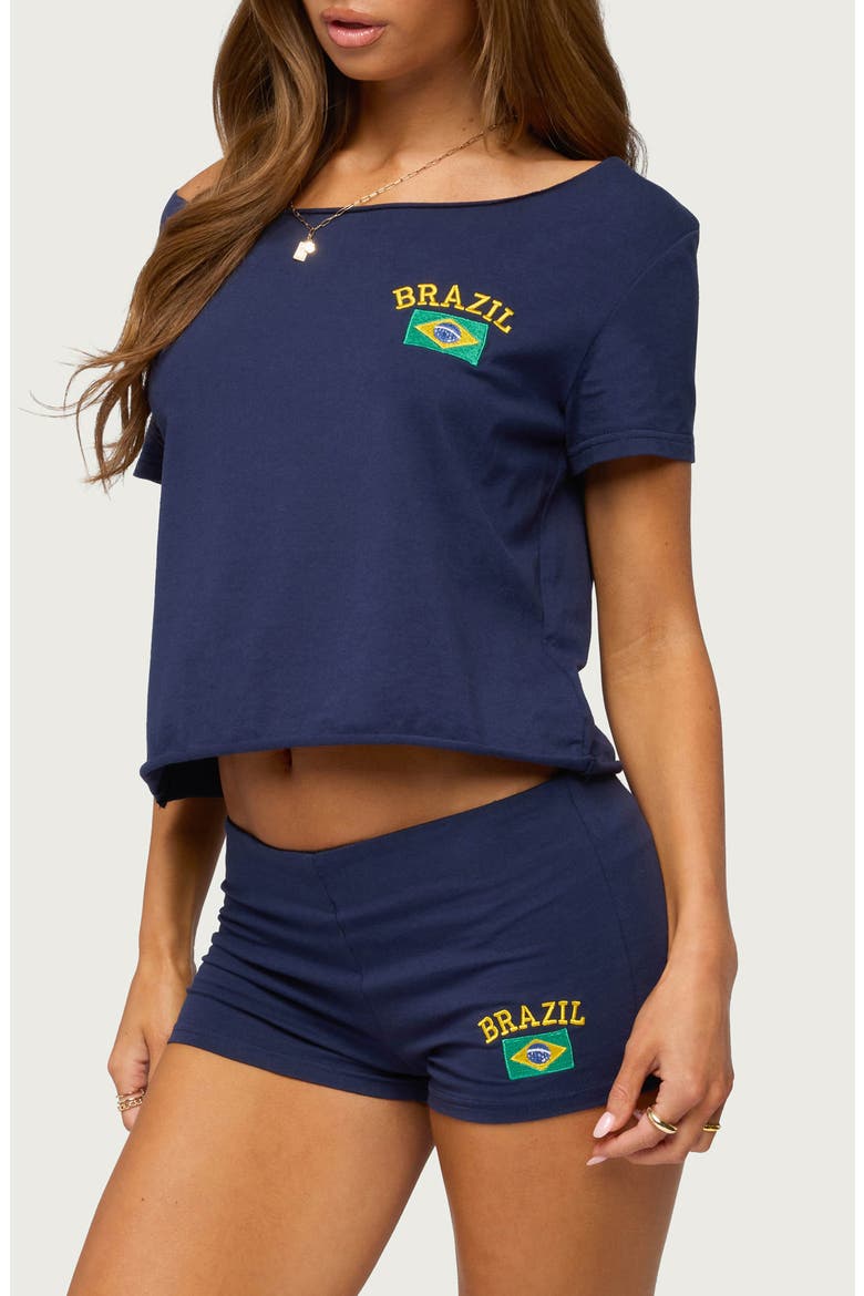 Brazilian Babe Off the Shoulder T-Shirt, Alternate, color, NAVY