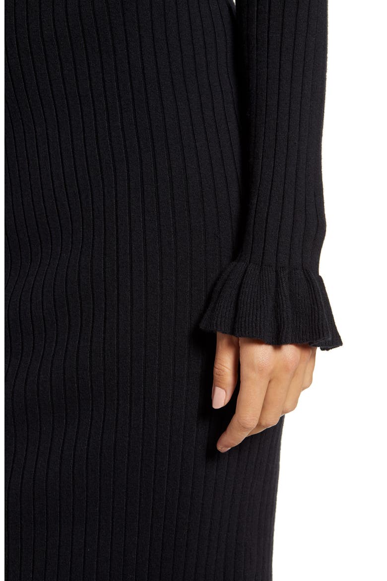 Rib Sweater Dress, Alternate, color, BLACK