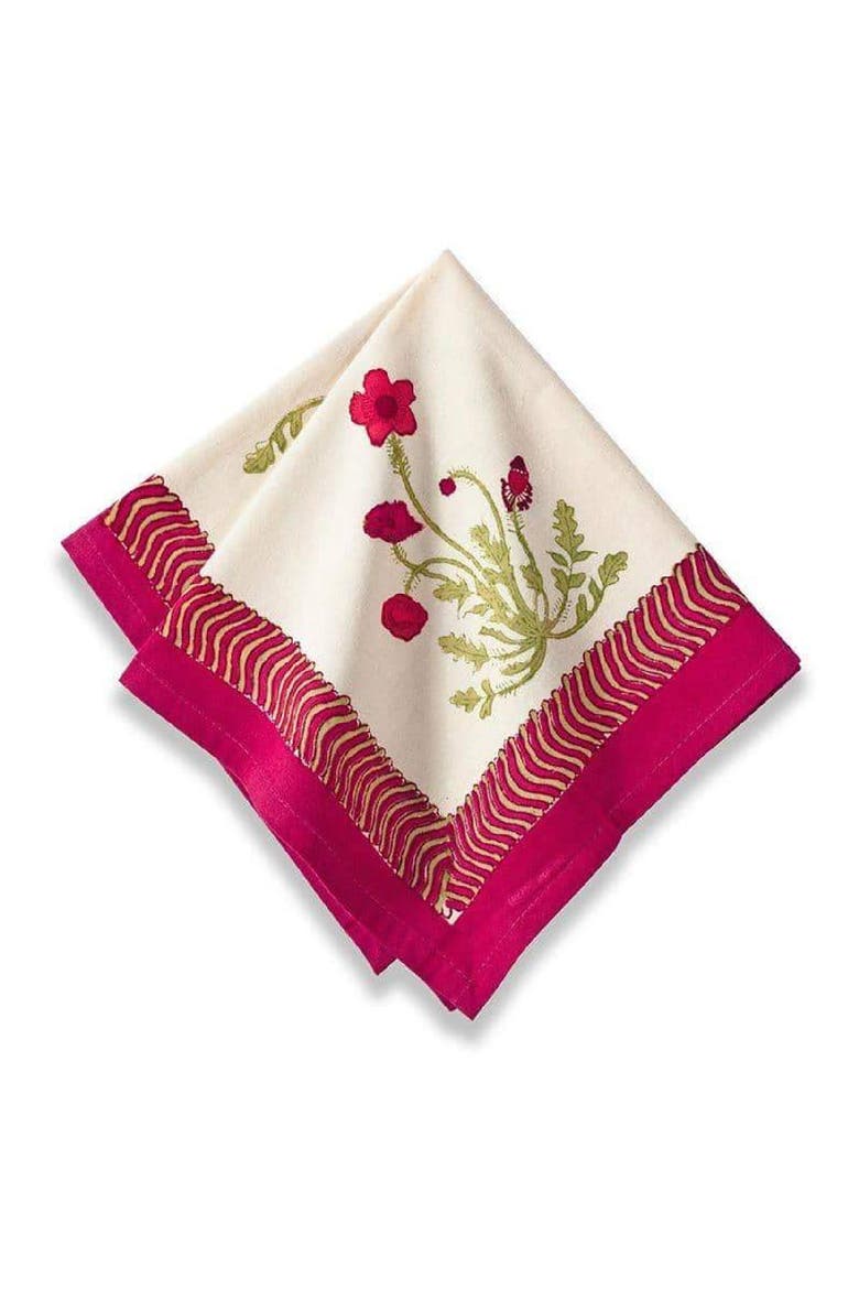 Poppies Napkins, Main, color, Red/Green 19" x 19"