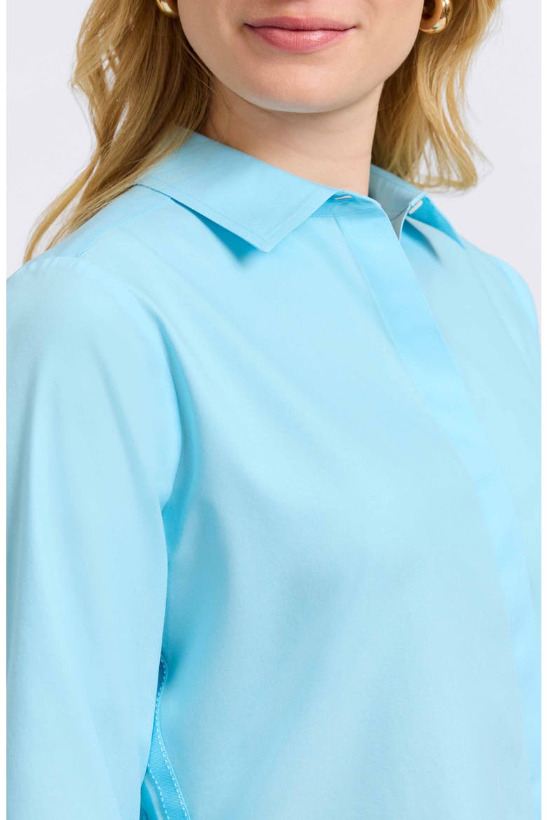 Brooke Grosgrain Trim Button-Up Shirt, Alternate, color, SOFT AQUA