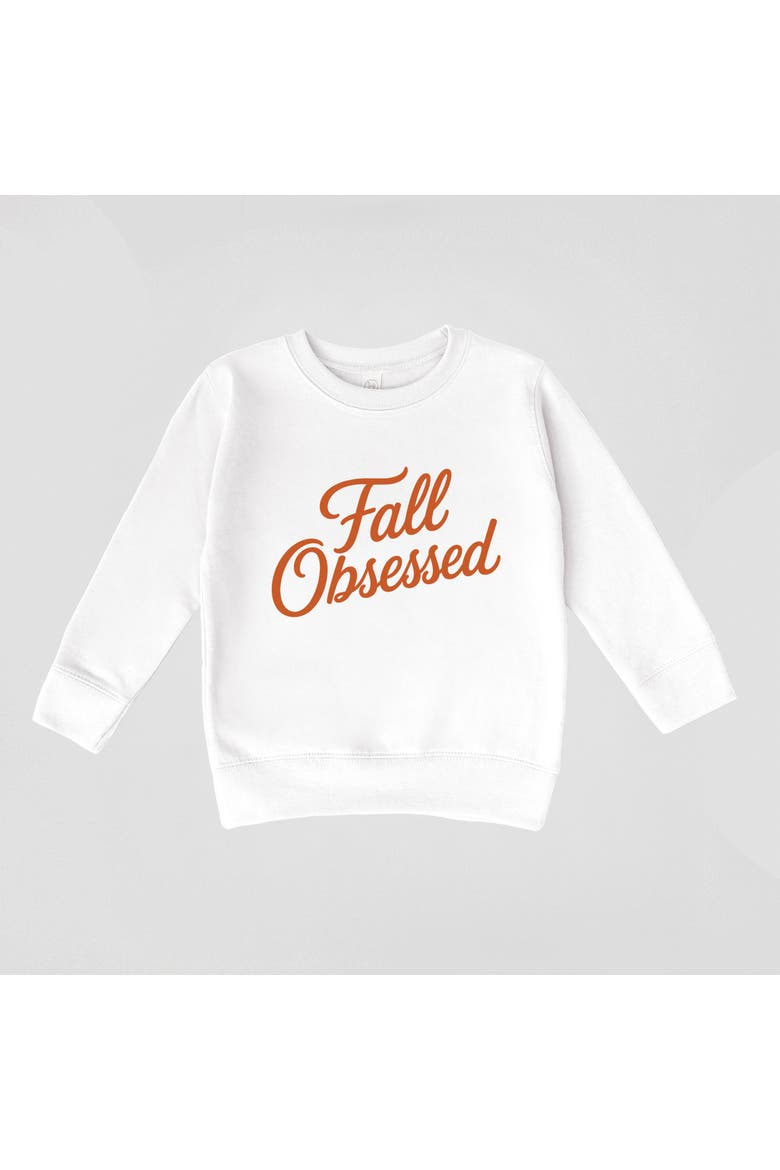 Fall Obsessed Cursive Toddler Graphic Sweatshirt, Alternate, color, White
