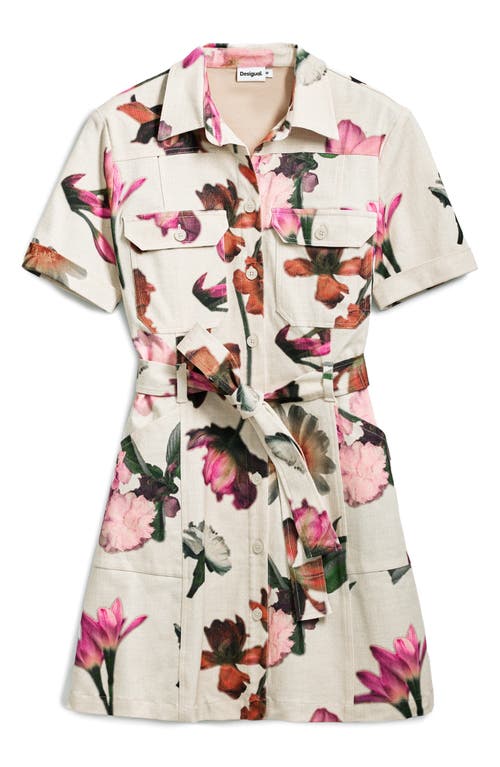 DESIGUAL DESIGUAL FLORAL BELTED MINI SHIRTDRESS