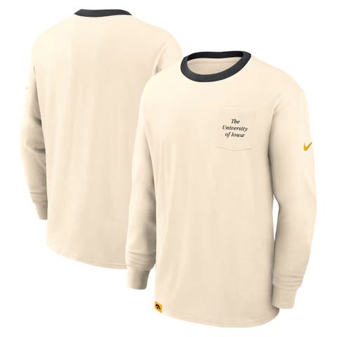 Men's Nike Natural Iowa Hawkeyes Athletic Prep Max90 Pocket Logo Long Sleeve T-Shirt