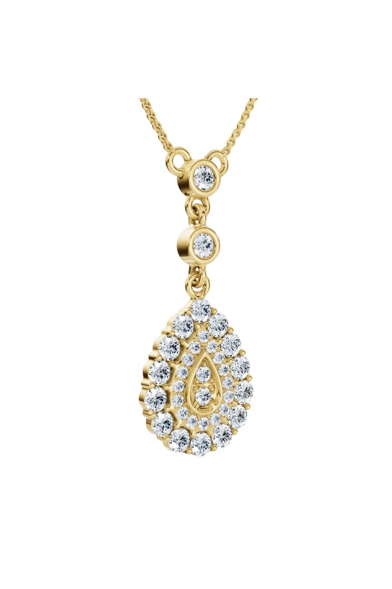 1/2Ct Pear Shape Dangle Bezel Penant Gold Necklace 1" Tall Lab Grown, Main, color, 10k Yellow Gold