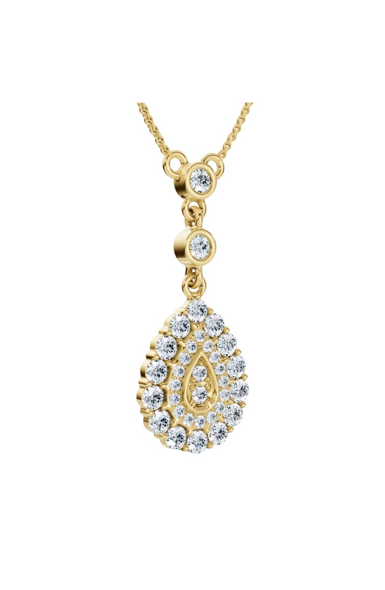 Bliss Diamond 1/2Ct Pear Shape Dangle Bezel Penant Gold Necklace 1" Tall Lab Grown, Main, color, 10K Yellow Gold