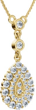 Bliss Diamond 1/2Ct Pear Shape Dangle Bezel Penant Gold Necklace 1" Tall Lab Grown
