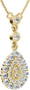 Bliss Diamond 1/2Ct Pear Shape Dangle Bezel Penant Gold Necklace 1" Tall Lab Grown
