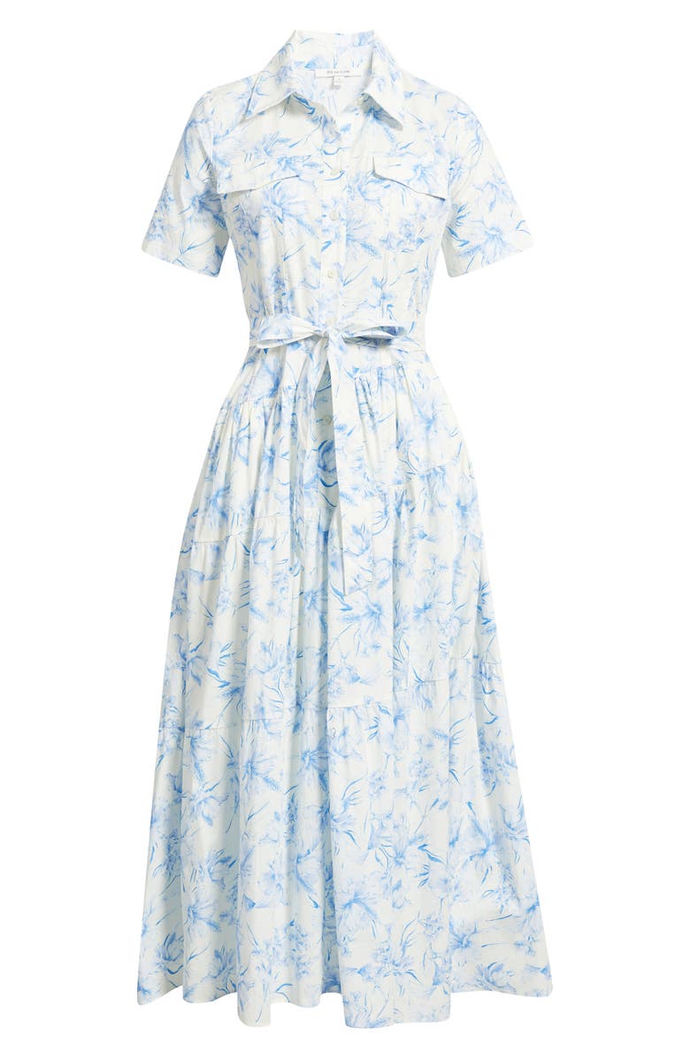 ZOE AND CLAIRE Printed Tie Belt Cotton Poplin Maxi Shirtdress, Alternate, color, Blue Multi