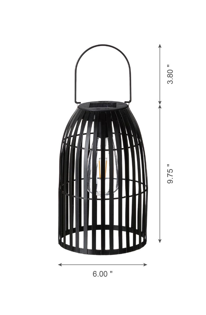 Glitzhome Metal Woven Solar Powered Outdoor Hanging Lantern, Alternate, color, Black