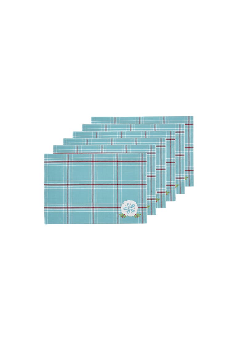 A Coastal Placemats Set of 6, 13" x 19", Main, color, Red
