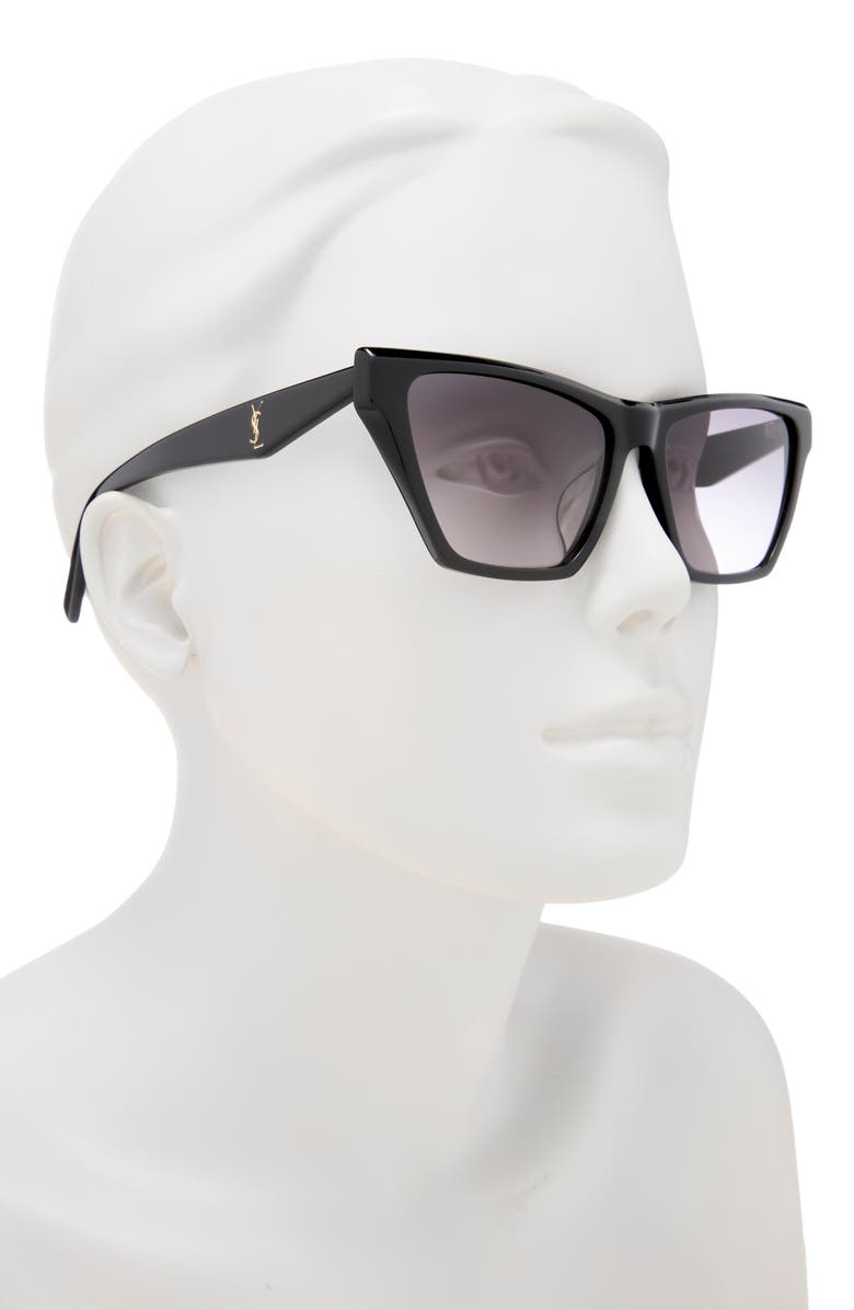 Saint Laurent 57mm Cat Eye Sunglasses, Alternate, color, Black Black Grey
