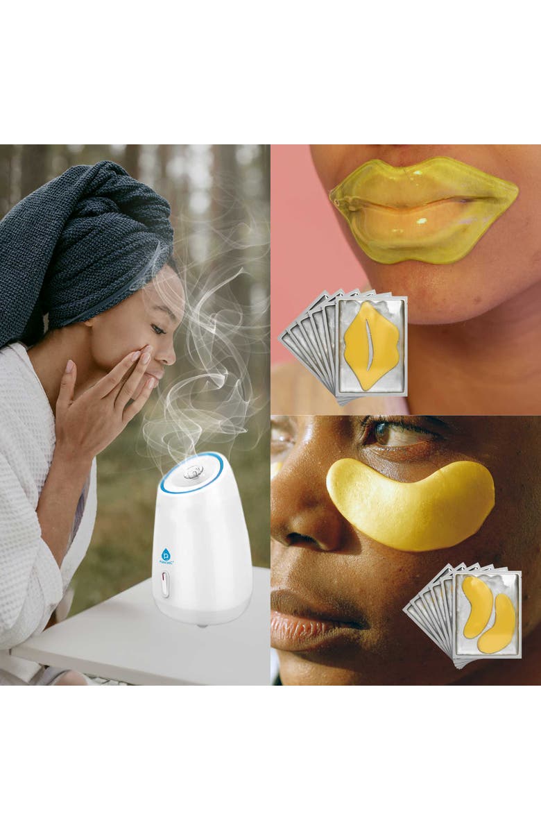 PURSONIC Deluxe Facial Steamer with 6 Soothing Eye Masks & 6 Nourishing Lip Masks, Alternate, color, Multicolor