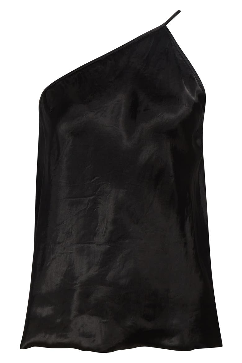 One-Shoulder Satin Top, Alternate, color, BLACK