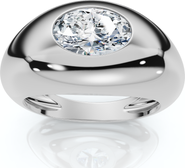 Bliss Diamond 1Ct Sideways Oval Bezel Solitaire Stackable Dome Band Gold Lab Grown