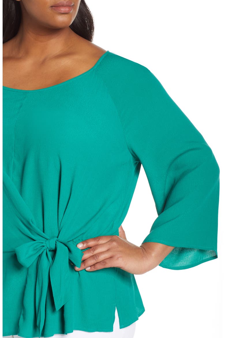 Rio Tie Front Blouse, Alternate, color, KELLY GREEN