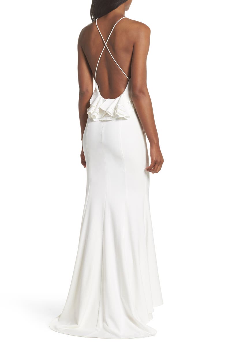 Jarlo Zoe Ruffle Back Gown, Alternate, color, 
