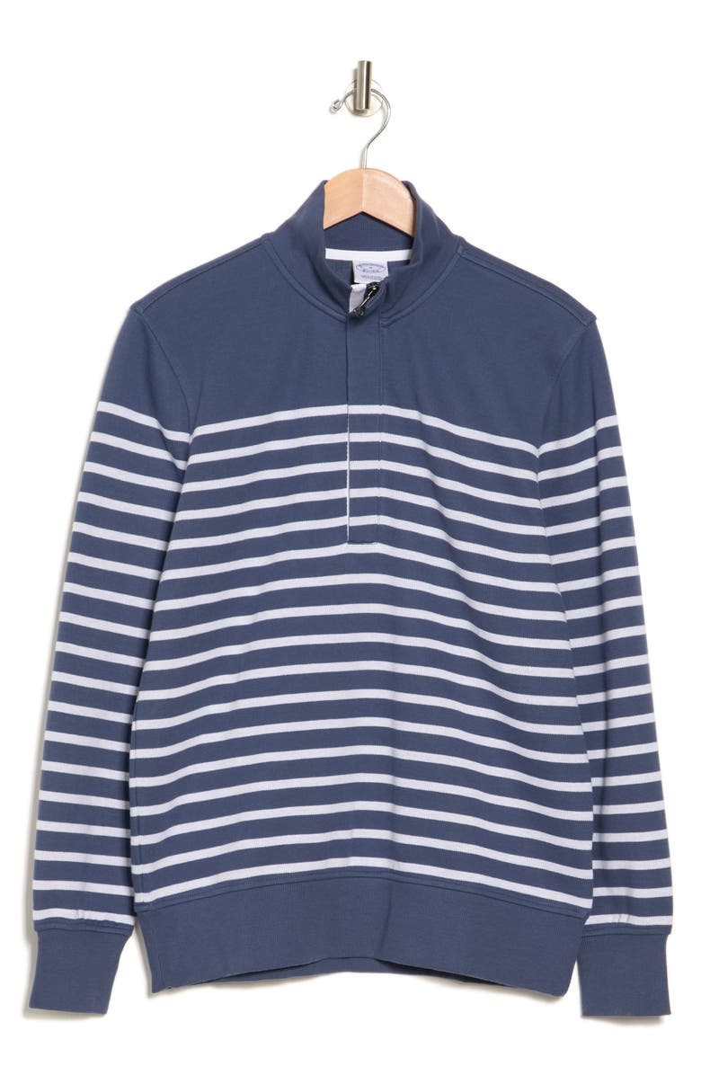 Brooks Brothers Mariner Stripe Cotton Blend Half-Zip Sweatshirt, Alternate, color,